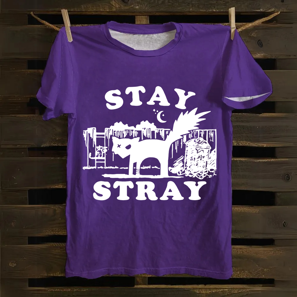 Stray Cat Funny Retro Graphic Unisex Classic Cotton T-Shirt