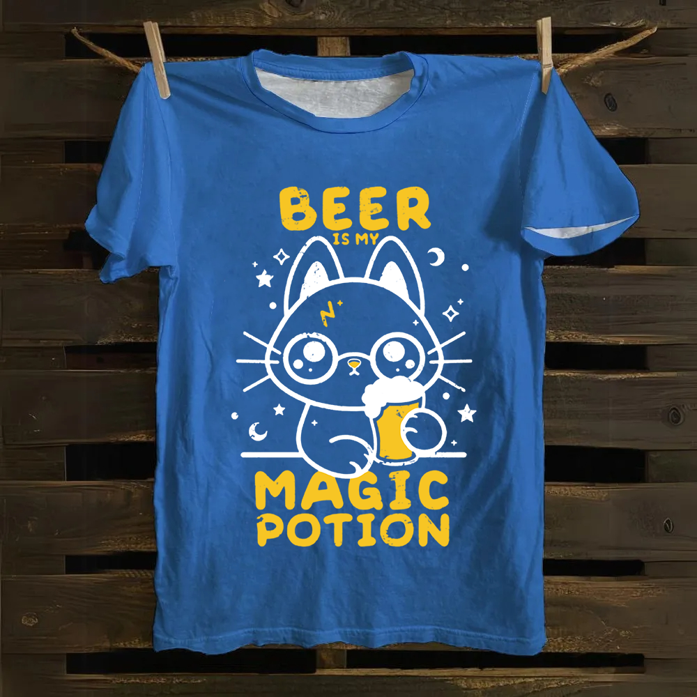 Unisex Vintage Beer Is My Magic Potion Music Cotton T-Shirt