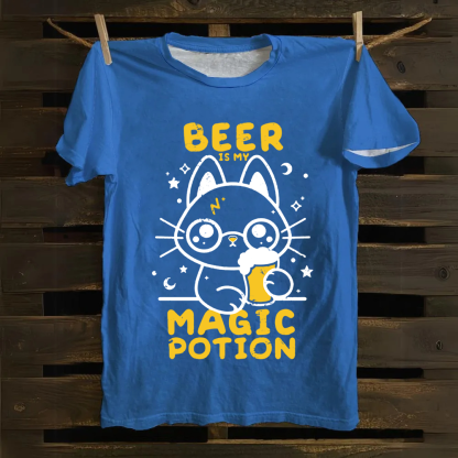 Unisex Vintage Beer Is My Magic Potion Music Cotton T-Shirt