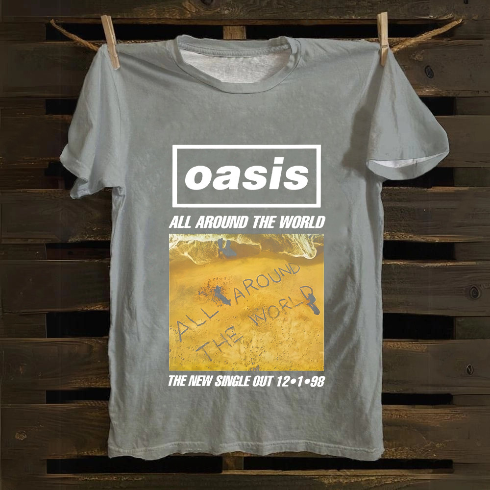 Unisex Vintage Oasis Band All Around the World  Cotton T-Shirt