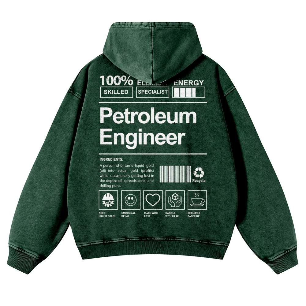 Petroleum Engineer Casual Washed Hoodie