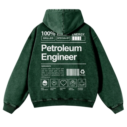 Petroleum Engineer Casual Washed Hoodie