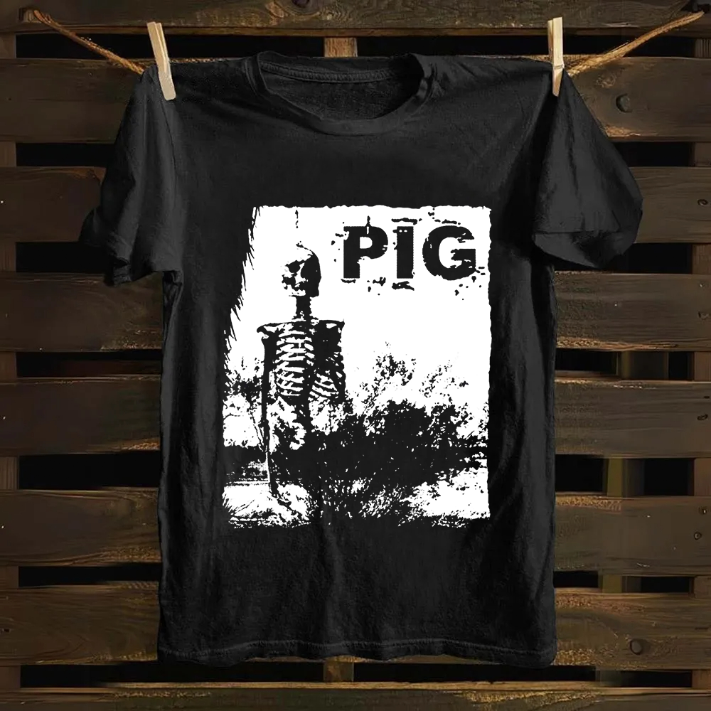 Unisex Vintage Pig Horror Movie Cotton T-Shirt