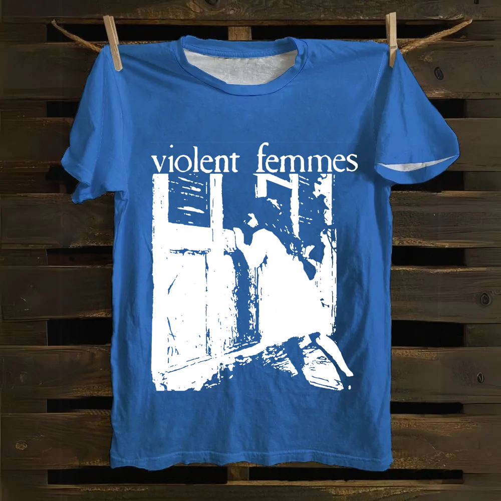 Unisex Casual Violent Femmes Punk Band Printed cotton T-Shirt