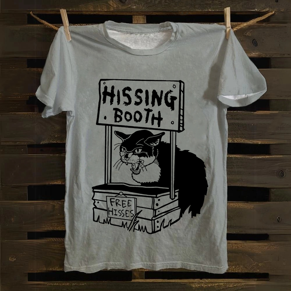 Unisex Vintage Cat pattern print Cotton T-Shirt