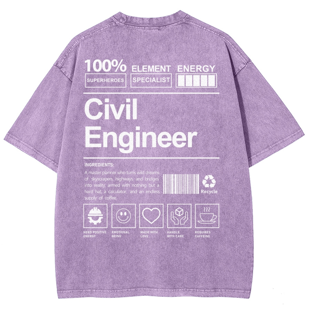 Civil Engineer Unisex Fit Washed T-Shirt