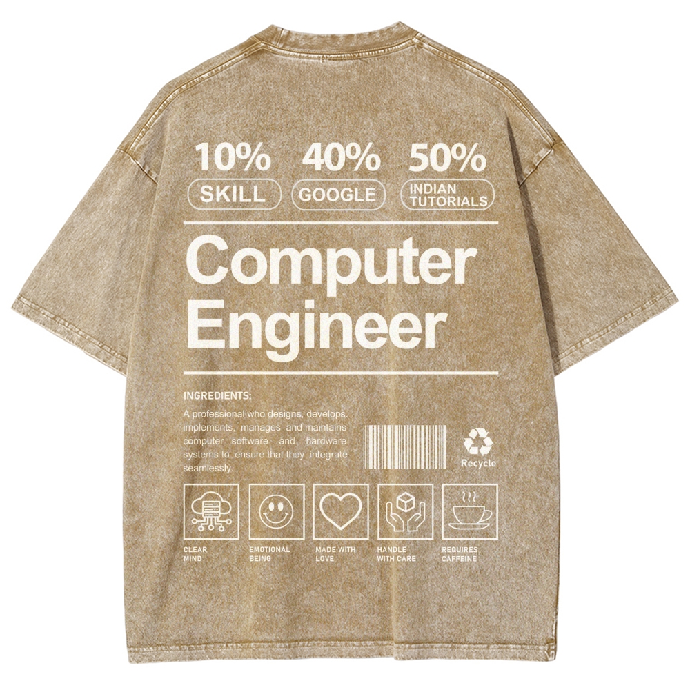 Computer Engineer Unisex Fit Washed T-Shirt