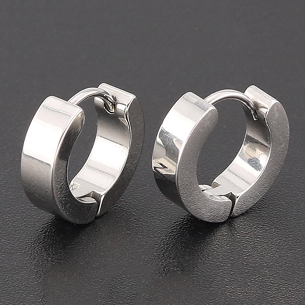 Minimalist Solid Color Stainless Steel Huggie Earrings