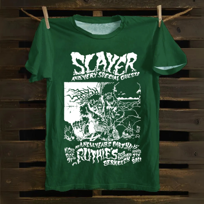 Unisex Retro Slayer Poster Printed cotton T-Shirt