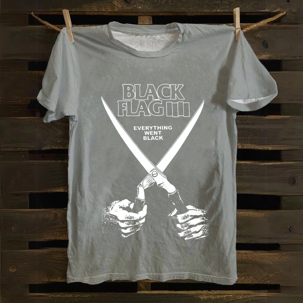 Unisex Vintage Black Flag Rock Band Cotton T-Shirt