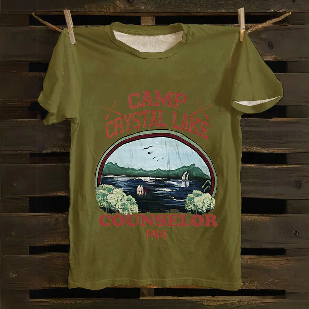 Unisex Camp Crystal Lake Print Crew Neck Casual Cotton T-Shirt