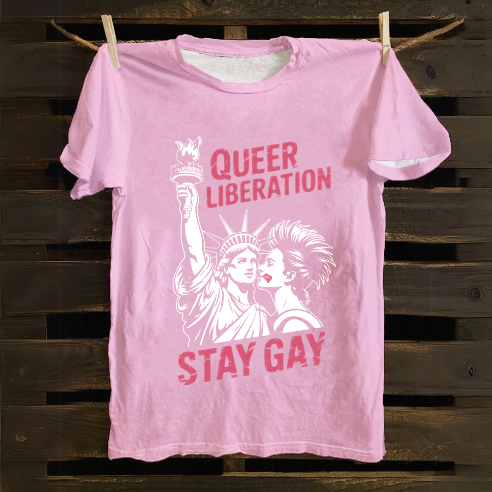 Unisex Vintage Queer Liberation Stay Gay Cotton T-Shirt