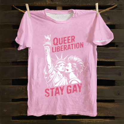 Unisex Vintage Queer Liberation Stay Gay Cotton T-Shirt