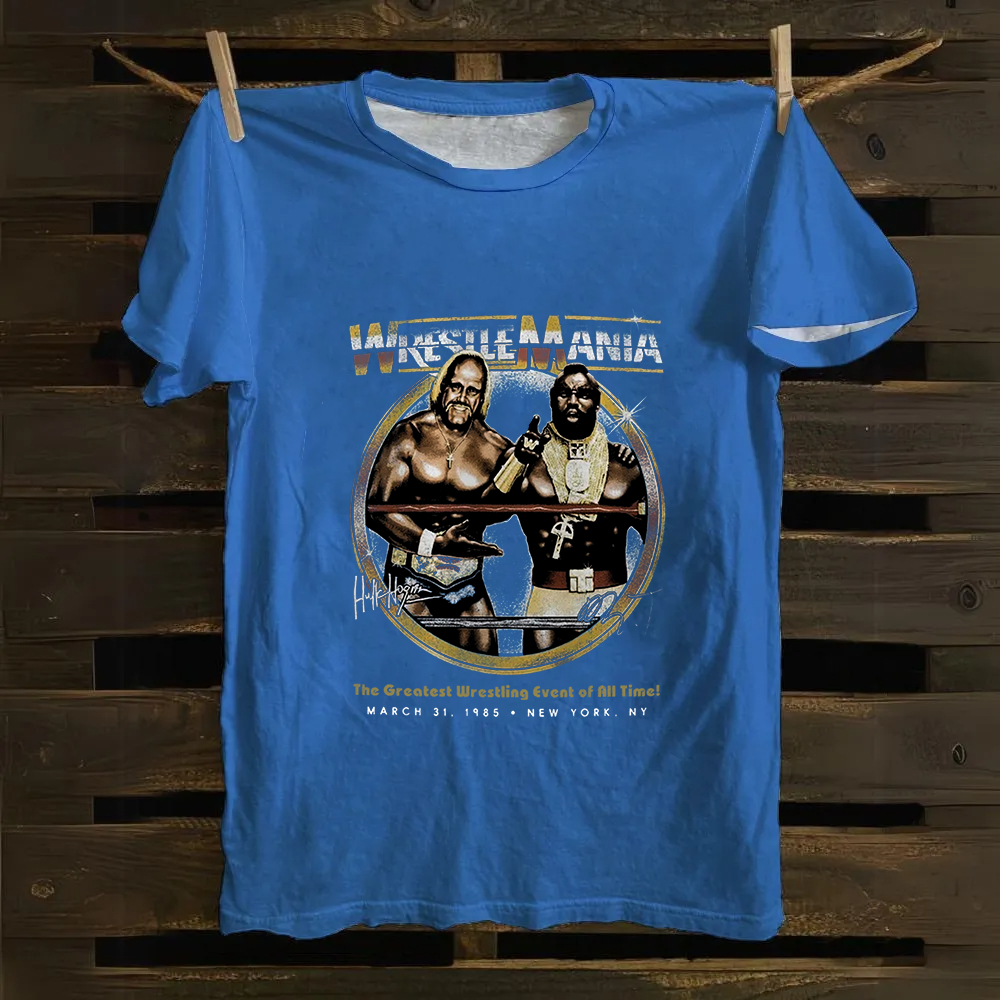 WWE Wrestle Mania - Hulk Hogan vs Mr T Casual Printed Cotton T-Shirt