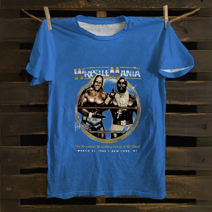 WWE Wrestle Mania - Hulk Hogan vs Mr T Casual Printed Cotton T-Shirt