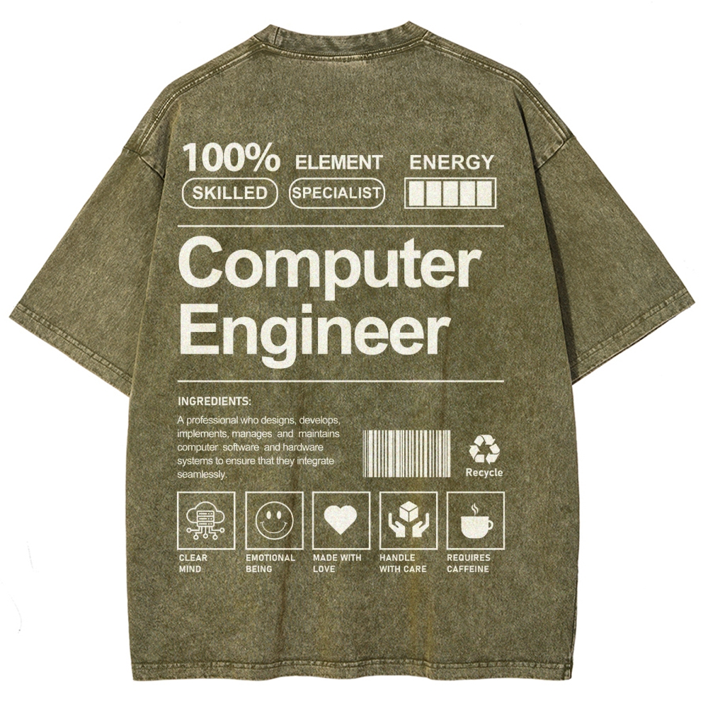 Computer Engineer Unisex Fit Washed T-Shirt