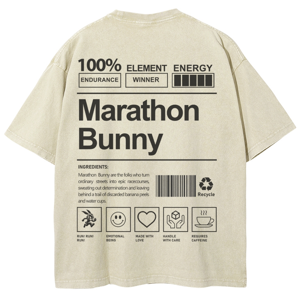 Marathon Bunny Unisex Fit Washed T-Shirt