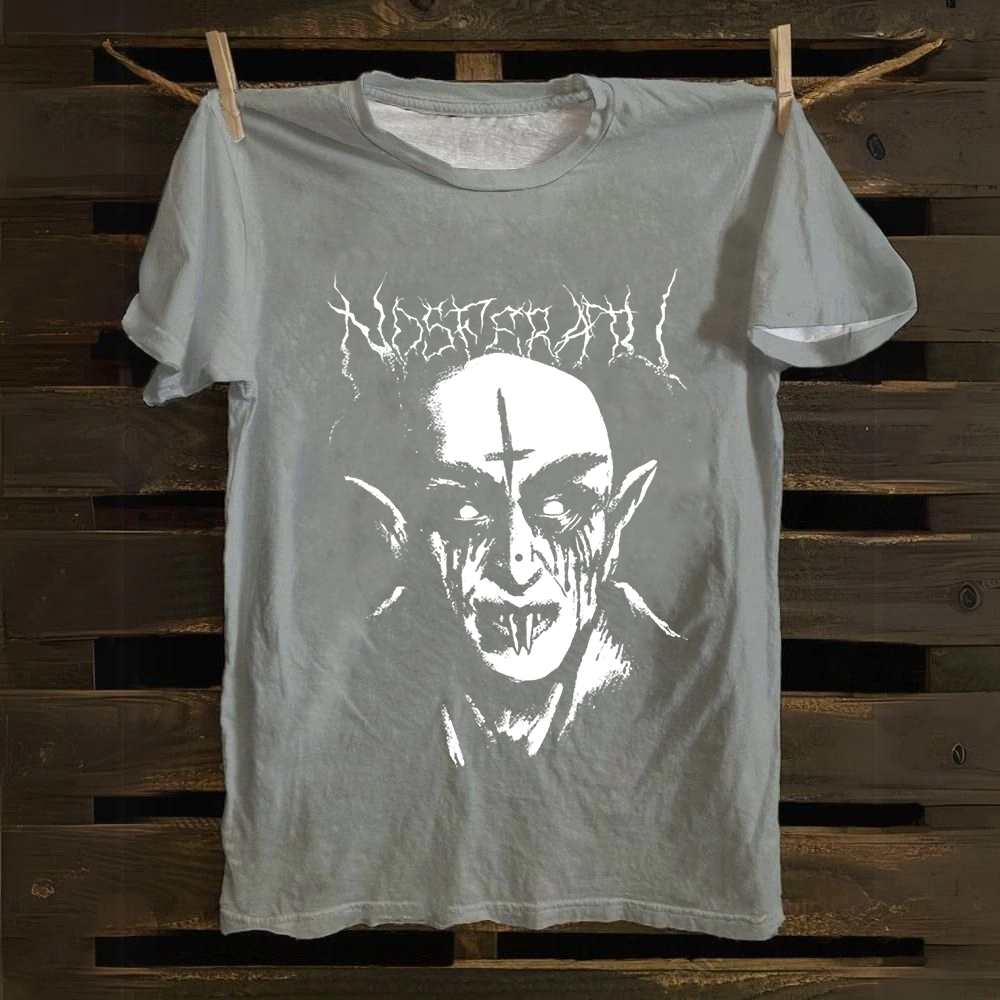 Unisex Vintage Black Metal Nosferatu Movie  Cotton T-Shirt