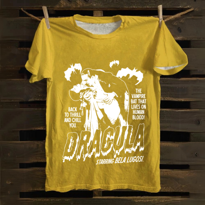 Unisex Vintage  Vampire Dracula Art Cotton T-Shirt