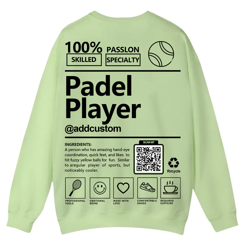 Padel player Addcustom QR Code Casual Crewneck Sweatshirt wearishow