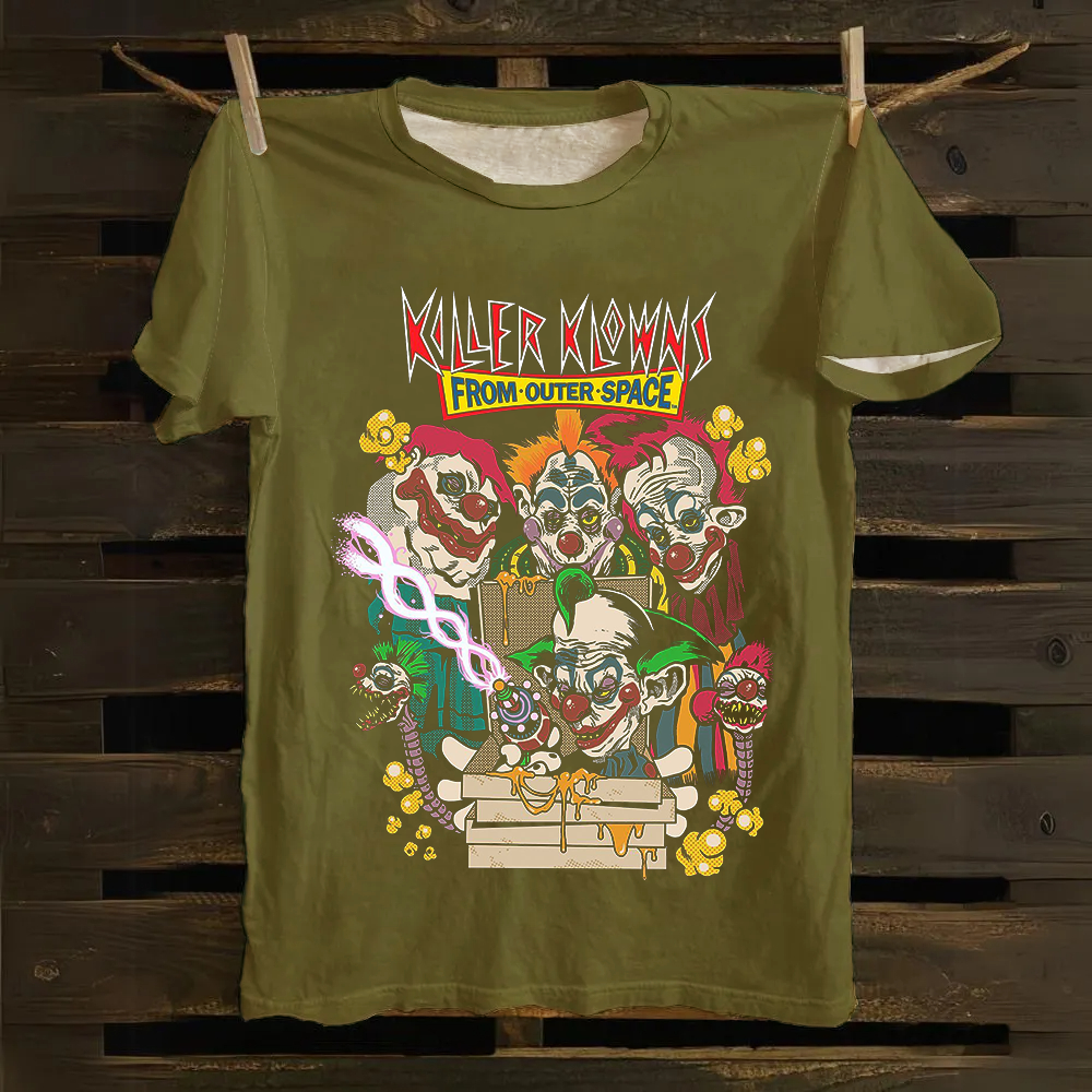 Unisex Vintage Killer Klowns from Outer Space Horror Movie Cotton T-Shirt