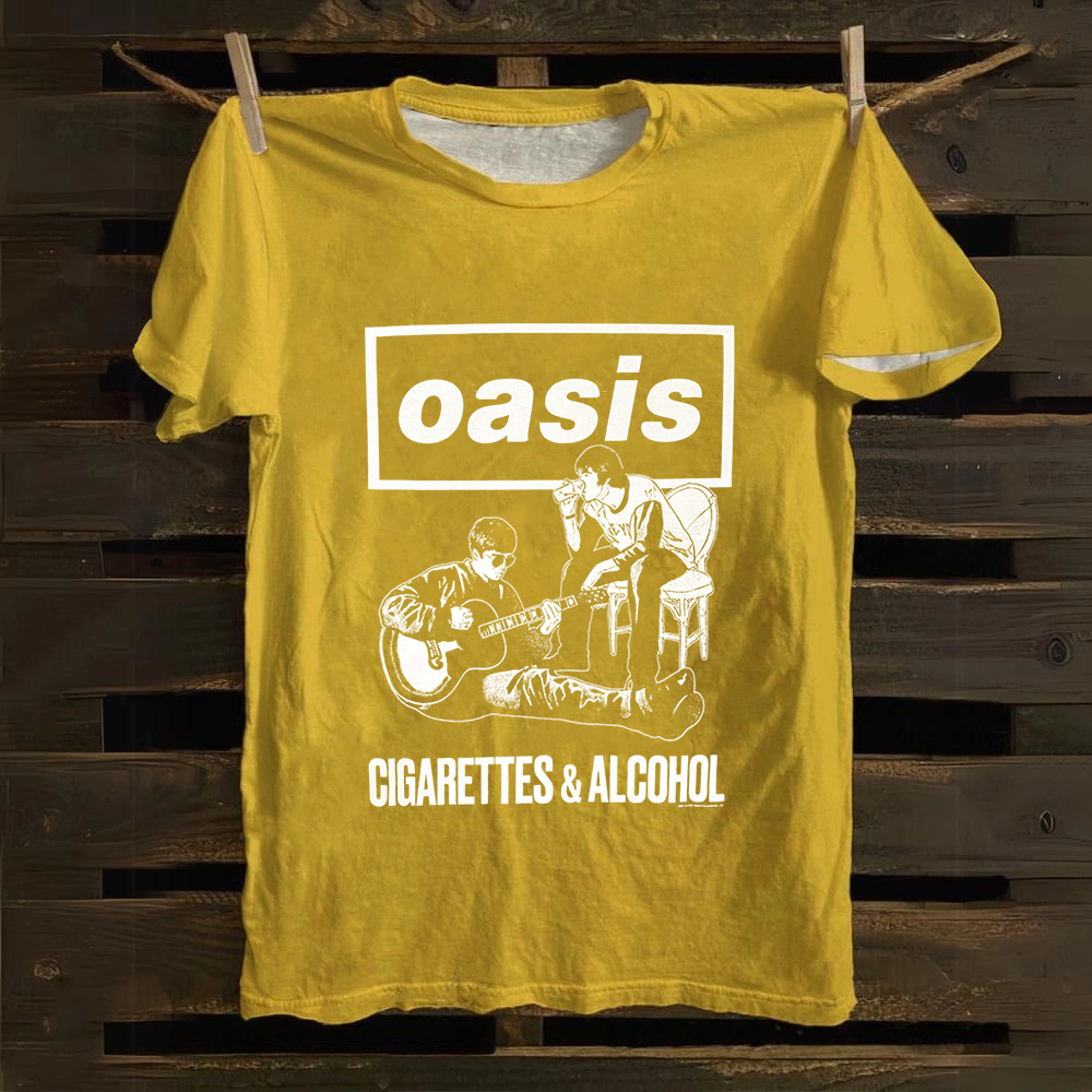 Unisex Vintage Oasis Band Cotton T-Shirt