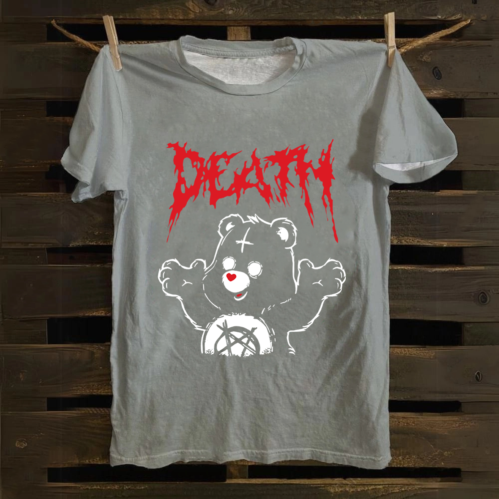 Unisex Vintage  Death Bear Care Bear TV Series  Cotton T-Shirt