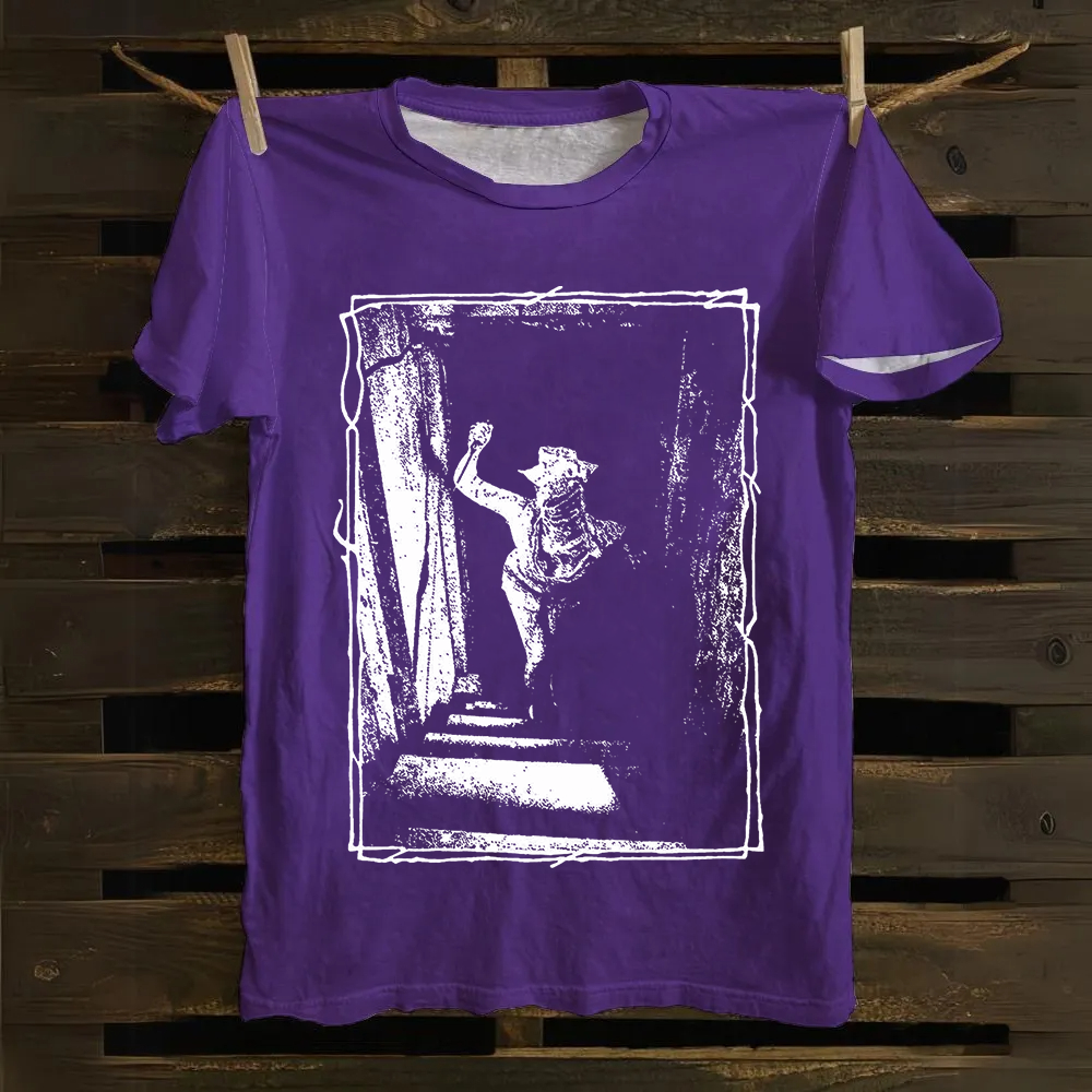 Unisex Vintage  Monster Cat Cotton T-Shirt