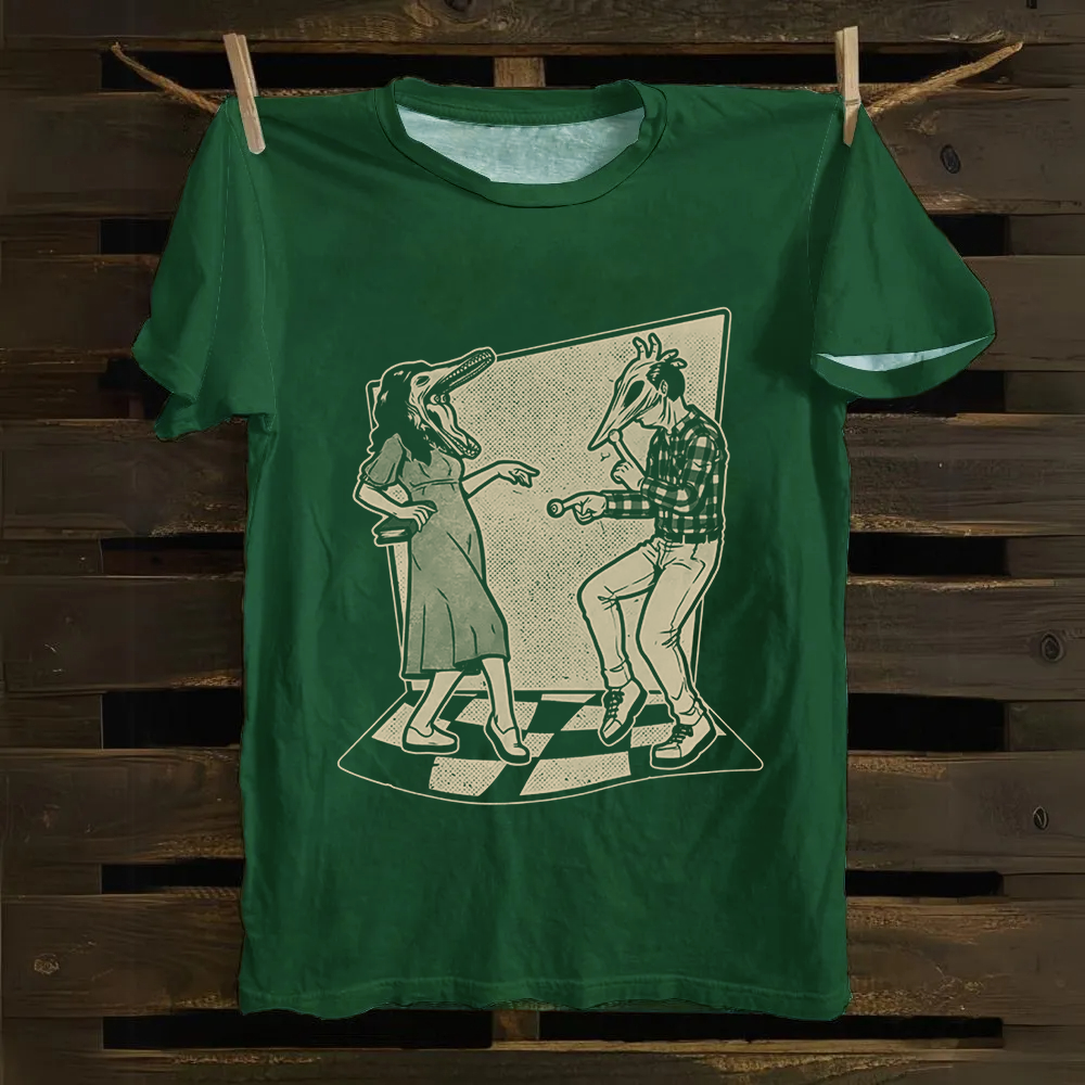 Unisex Vintage Ghost Couple Dance Beetlejuice  Cotton T-Shirt