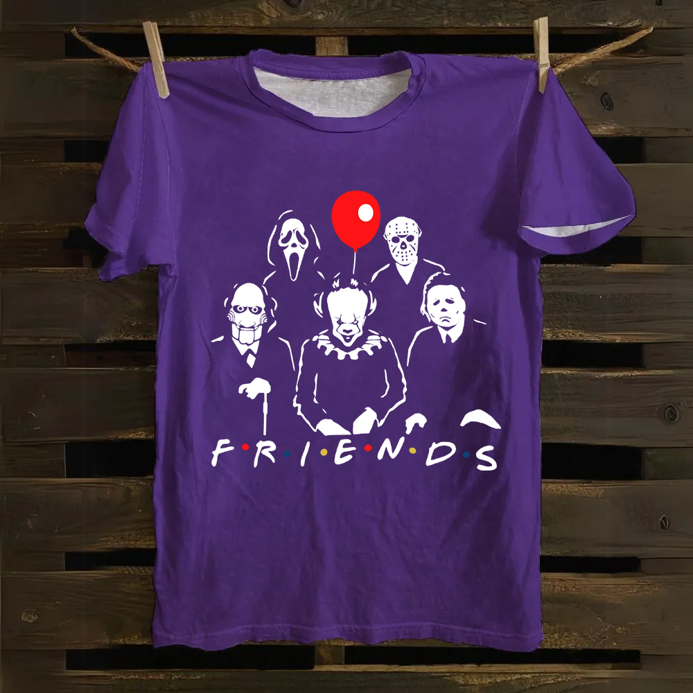 Unisex Vintage Friends Halloween SVG Horror Movie Cotton T-Shirt