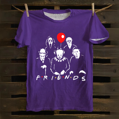 Unisex Vintage Friends Halloween SVG Horror Movie Cotton T-Shirt