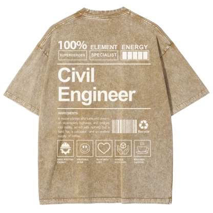 Civil Engineer Unisex Fit Washed T-Shirt