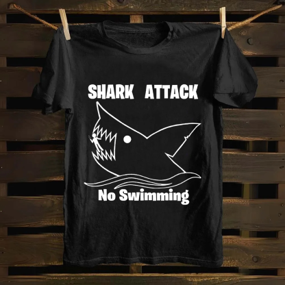 Unisex Vintage Shark Attack funny  Cotton T-Shirt