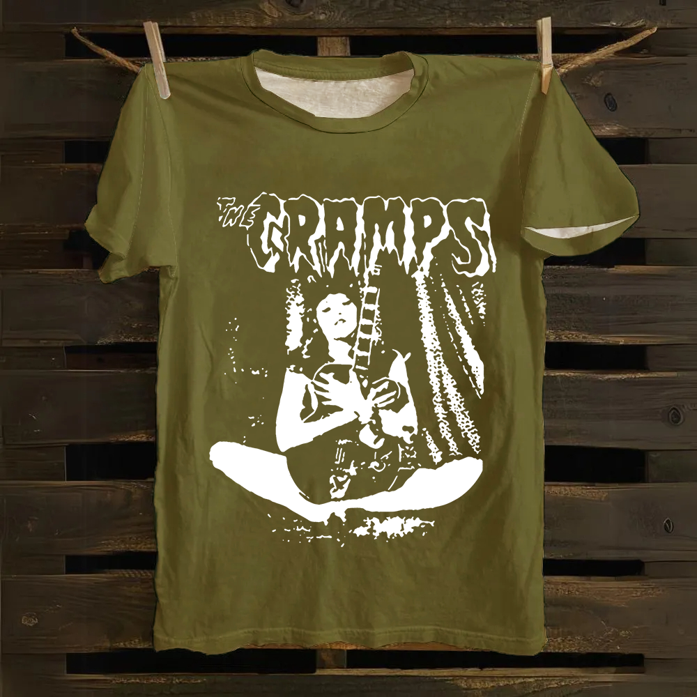 Unisex Vintage The Cramps Band Female guitarist cotton T-Shirt