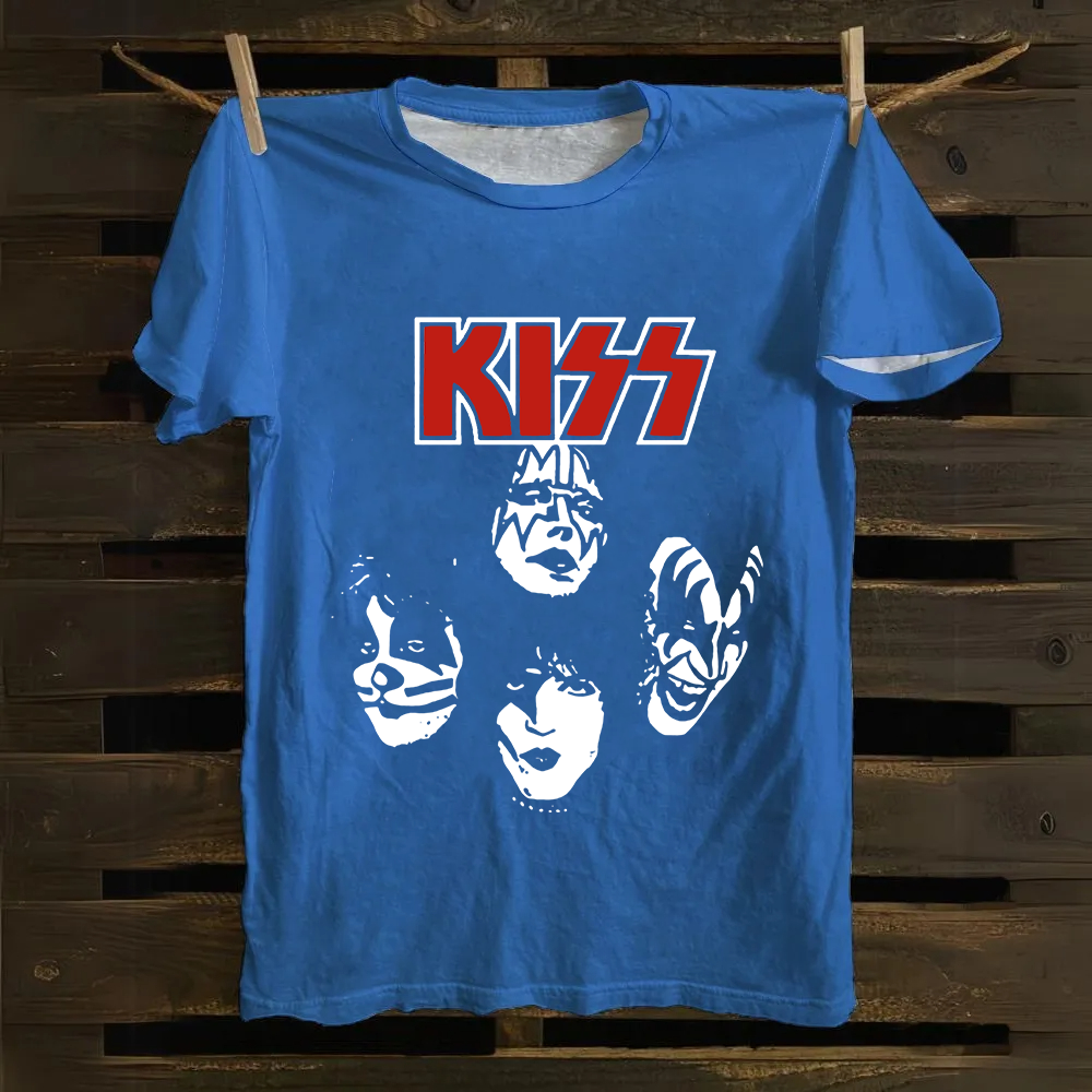 Unisex Cotton Kiss Rock Heavy Metal Band T-Shirt