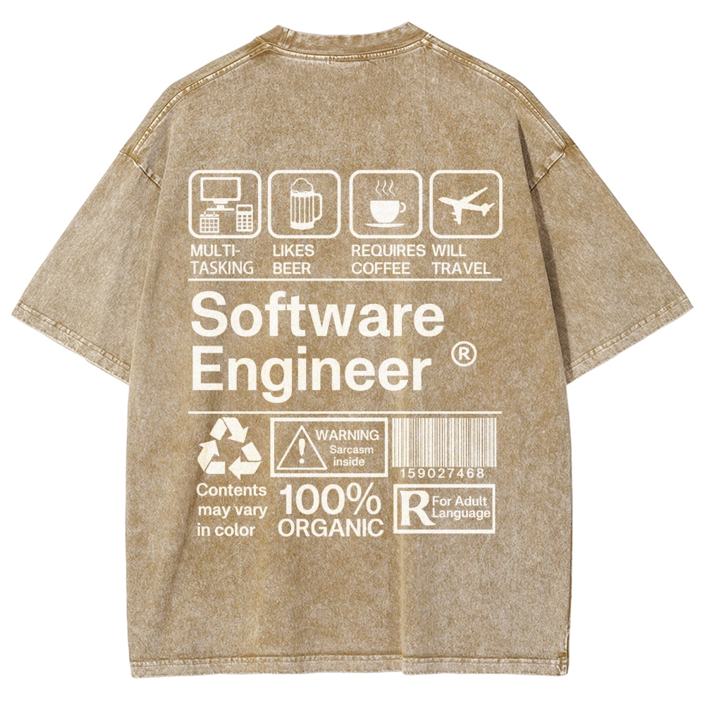 Software Engineer Unisex Fit Washed T-Shirt
