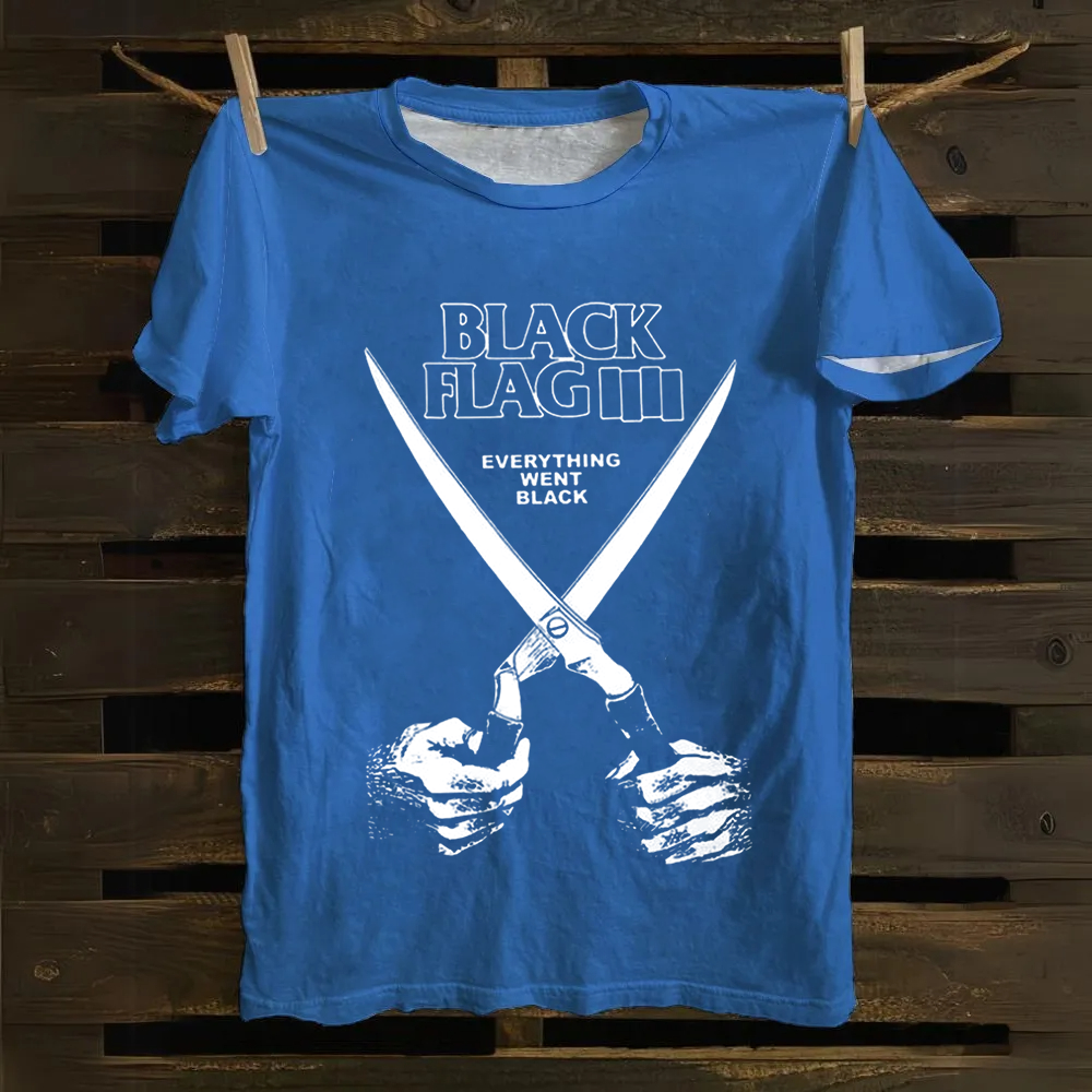 Unisex Vintage Black Flag Rock Band Cotton T-Shirt