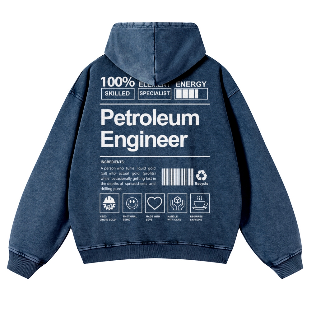 Petroleum Engineer Casual Washed Hoodie