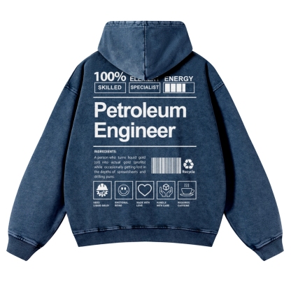 Petroleum Engineer Casual Washed Hoodie