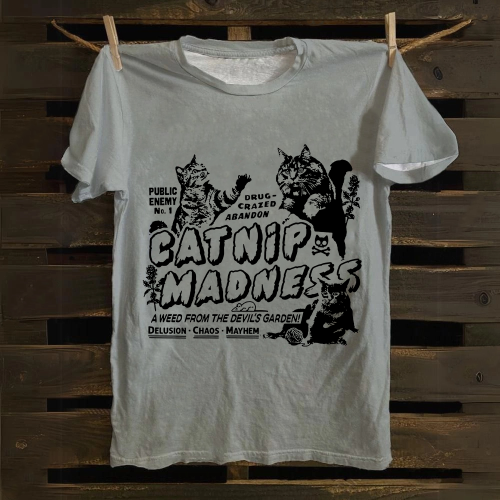 Unisex Vintage catnip madness Cotton T-Shirt