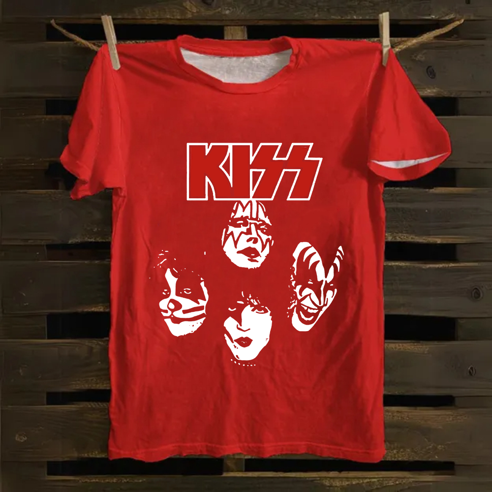 Unisex Cotton Kiss Rock Heavy Metal Band T-Shirt