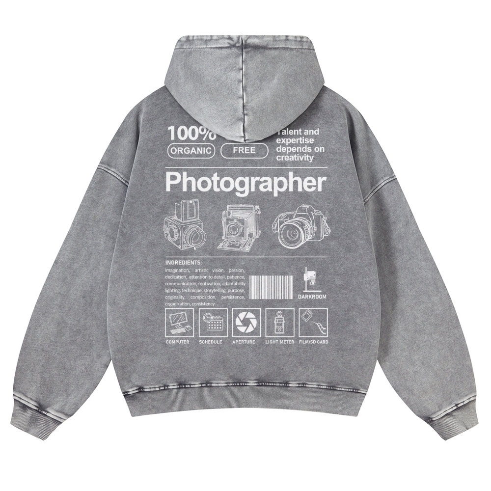 Photographer Casual Washed Hoodie