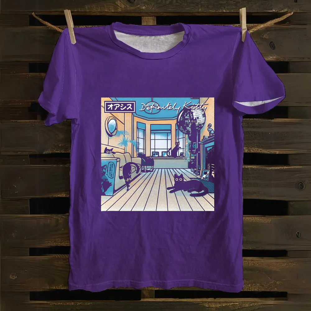 Unisex Vintage Definitely Kitty Cotton T-Shirt