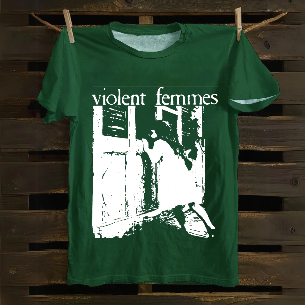 Unisex Casual Violent Femmes Punk Band Printed cotton T-Shirt