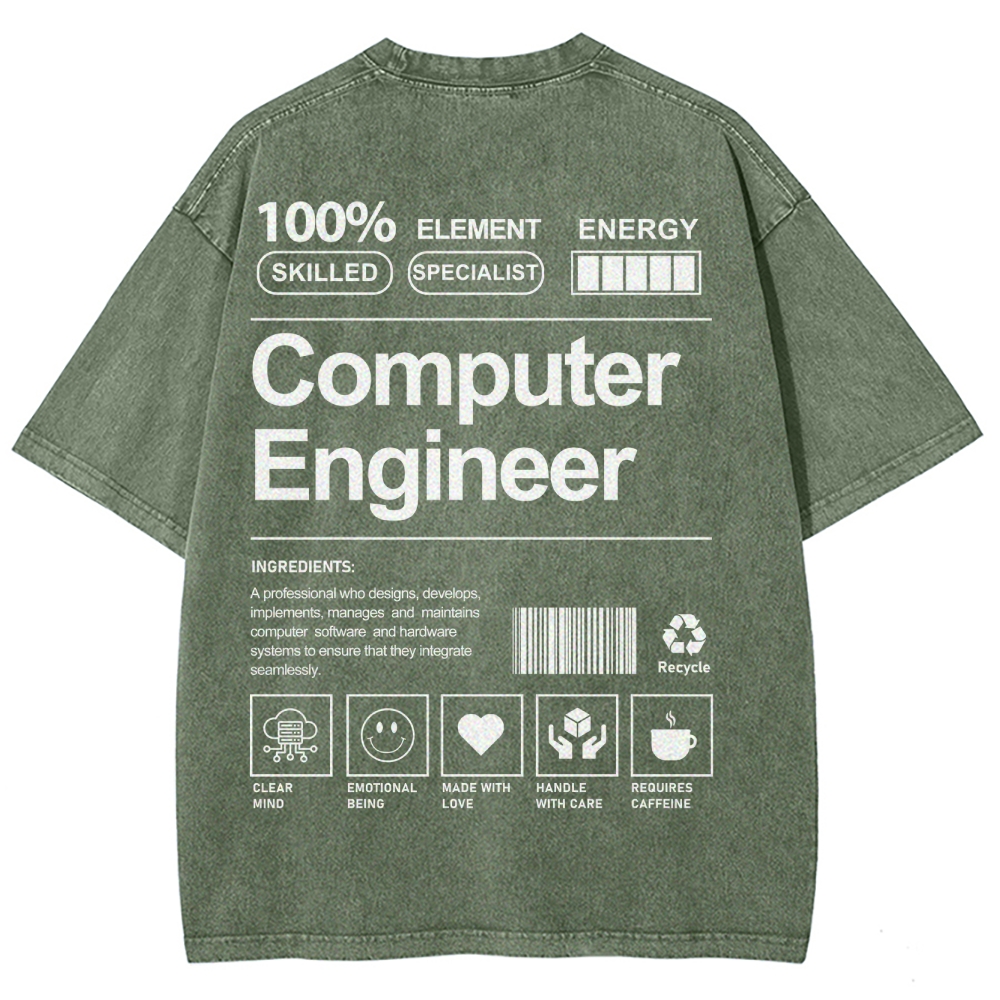 Computer Engineer Unisex Fit Washed T-Shirt