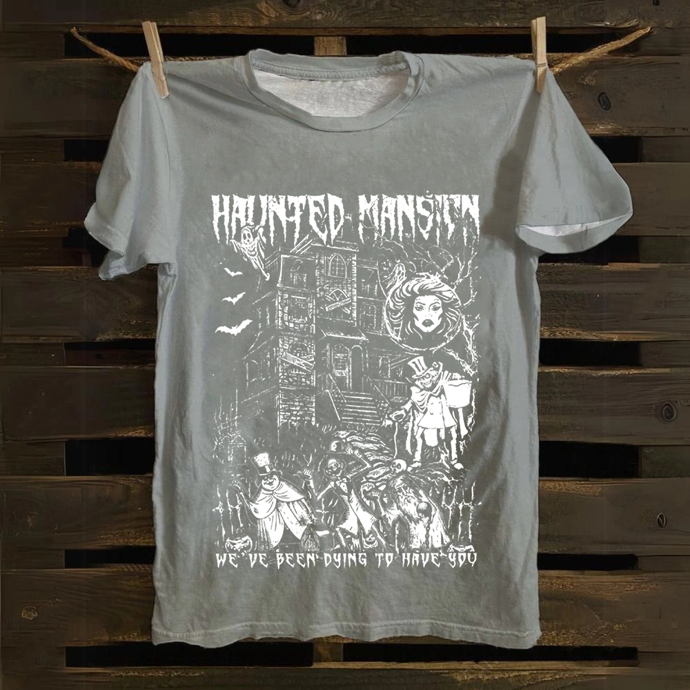 Unisex Vintage  Haunted Mansion Horror Movie Cotton T-Shirt