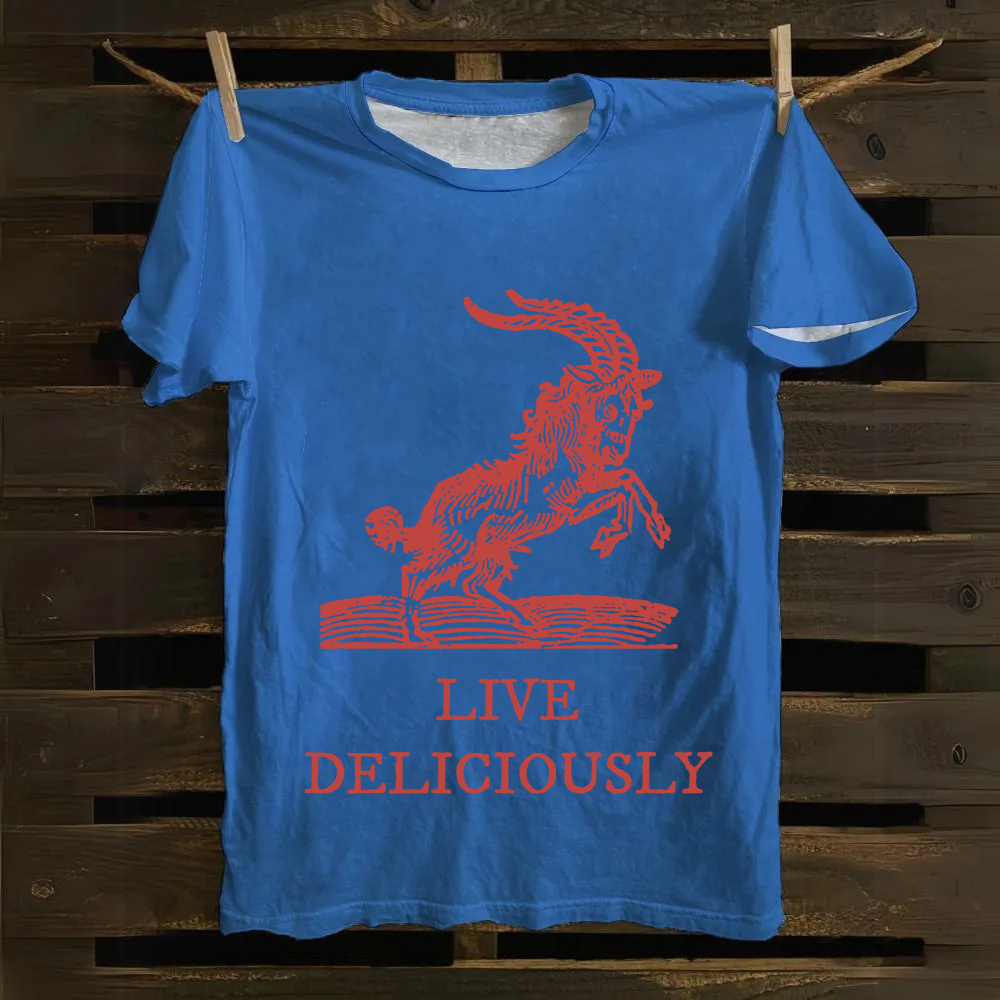 Unisex Vintage Cotton The Witch Live Deliciously  T-Shirt