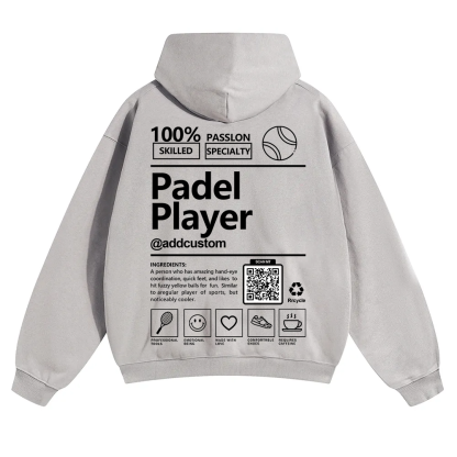 Padel player Addcustom QR Code Solid Color Hoodie wearishow
