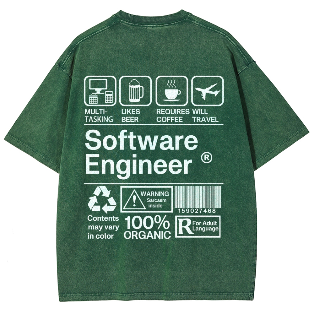 Software Engineer Unisex Fit Washed T-Shirt