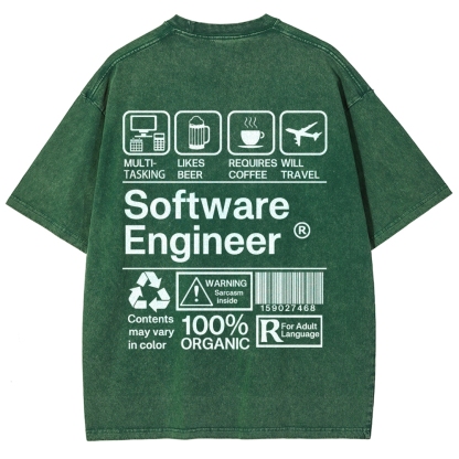 Software Engineer Unisex Fit Washed T-Shirt
